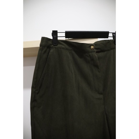 NWT Orvis Women's Plus Pants Sz 14 Green High Waist Slacks Suede Straight Leg - Picture 2 of 11
